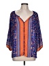 Everly 100% Polyester Graphic Blue 3/4 Sleeve Blouse Size L - photo 1