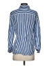 Chico's Stripes Blue Long Sleeve Button-Down Shirt Size S - photo 2