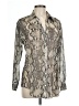 Zara Animal Print Silver Long Sleeve Blouse Size L - photo 1