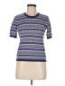 Brora Chevron-herringbone Blue Short Sleeve Turtleneck Size 8 - photo 1