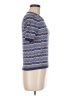 Brora Chevron-herringbone Blue Short Sleeve Turtleneck Size 8 - photo 4