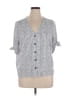 Apt. 9 100% Polyester Stripes Gray Short Sleeve Blouse Size XL - photo 1