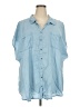 Torrid 100% Tencel Blue Short Sleeve Button-Down Shirt Size 4X Plus (4) - photo 1
