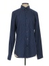 Express Polka Dots Blue Long Sleeve Button-Down Shirt Size S - photo 1