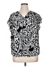 Chaus 100% Polyester Black Short Sleeve Blouse Size XL - photo 1