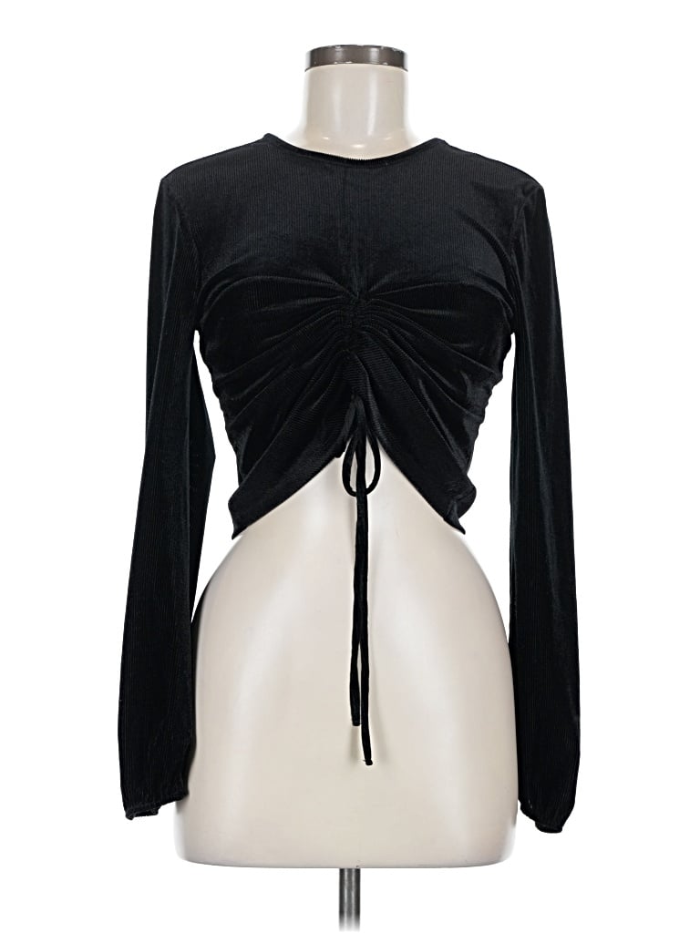 Pre-owned And Now This Long Sleeve Top Black Keyhole Neckline Tops