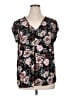 Halogen Floral Black Short Sleeve Blouse Size XL - photo 1