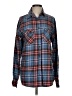 RSQ 100% Cotton Plaid Blue Long Sleeve Button-Down Shirt Size S - photo 1