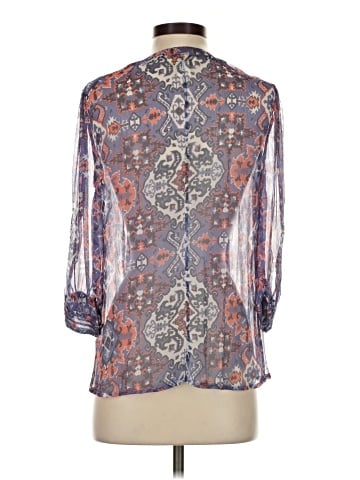 Scoop 3/4 Sleeve Silk Top (view 2)