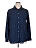 Stylus 100% Polyester Polka Dots Blue Long Sleeve Blouse Size XL - photo 1