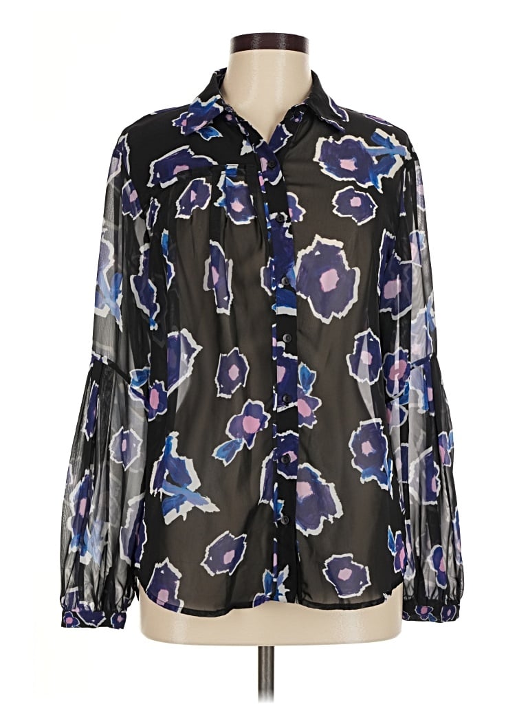 Pre-owned Alivia Long Sleeve Blouse In Black