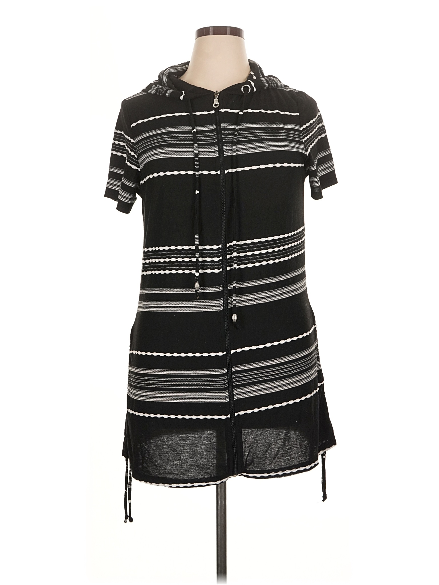 dotti shirt dress Dotti Women's White Striped Button Down T Shirt Dress Size Large