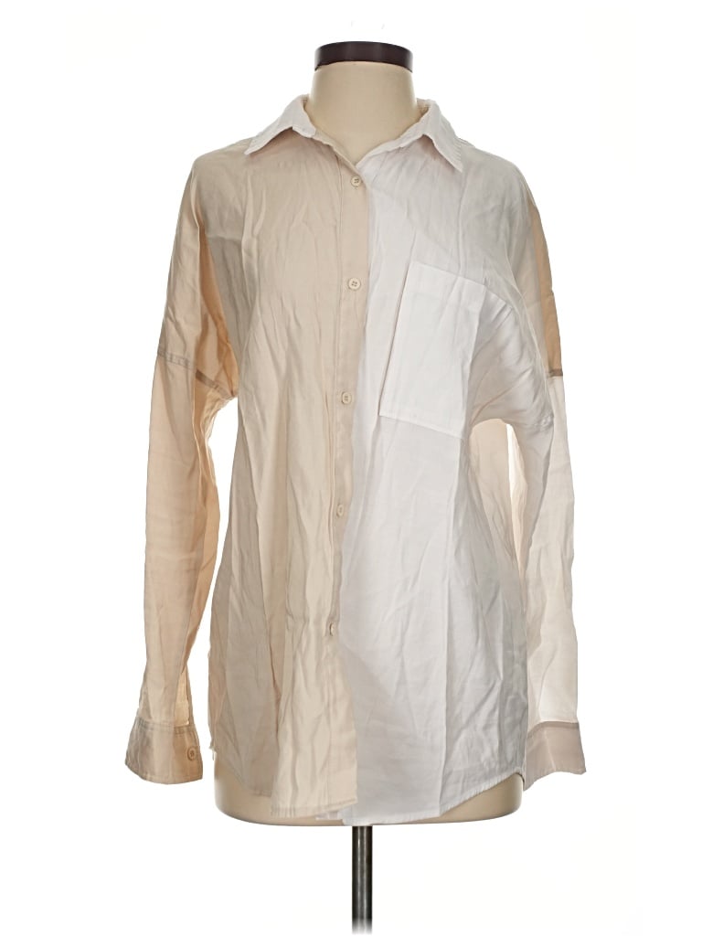Pre-owned Crescent Long Sleeve Button Down Shirt In Ivory