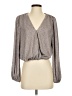 ASTR The Label 100% Polyester Metallic Silver Long Sleeve Blouse Size S - photo 1