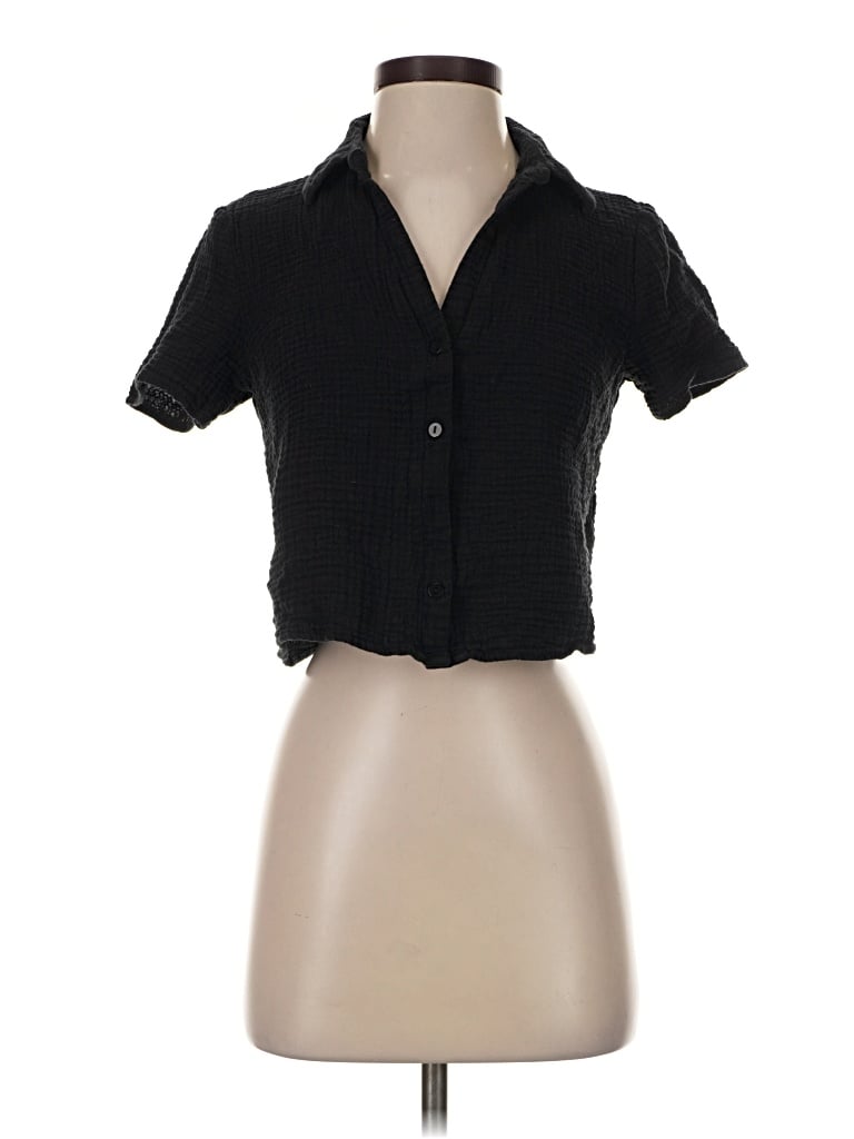 Pre-owned Forever 21 Short Sleeve Blouse In Black