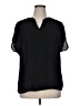 Halogen 100% Polyester Black Short Sleeve Blouse Size 1X - photo 1