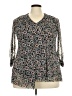 Alfani 100% Nylon Floral Black 3/4 Sleeve Blouse Size 2X - photo 1