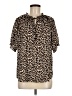 Ann Taylor LOFT 100% Polyester Animal Print Brown Short Sleeve Blouse Size M - photo 1