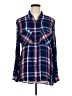 Express 100% Rayon Plaid Blue Long Sleeve Button-Down Shirt Size XL - photo 1