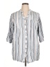 Blue Island Stripes Blue 3/4 Sleeve Button-Down Shirt Size 1X - photo 1