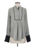 Free People 100% Polyester Color Block Gray Long Sleeve Blouse Size XS - photo 1