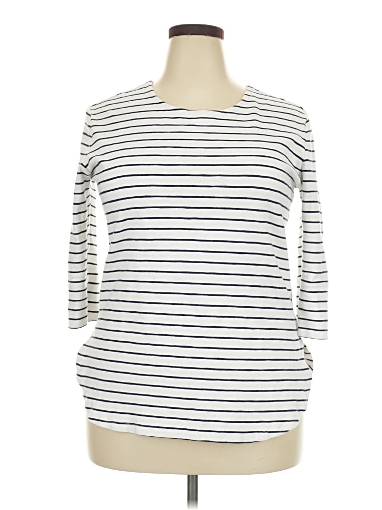 Pre-owned Merona 3/4 Sleeve Top White Boatneck Tops