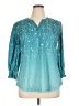 Lomon Stars Teal 3/4 Sleeve Blouse Size XL - photo 1