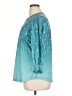 Lomon Stars Teal 3/4 Sleeve Blouse Size XL - photo 5