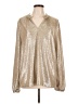 Ann Taylor LOFT 100% Polyester Metallic Silver Long Sleeve Blouse Size L - photo 1