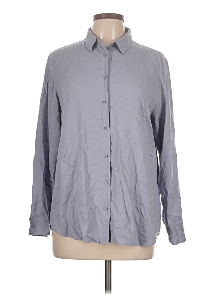 Pre-owned Uniqlo Long Sleeve Button Down Shirt In Gray