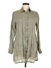 Tahari 100% Linen Gray Long Sleeve Button-Down Shirt Size M - photo 1