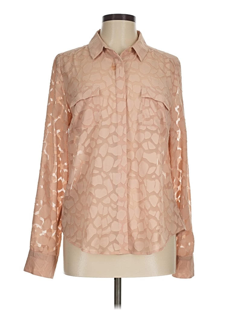 Pre-owned Ann Taylor Long Sleeve Blouse In Tan