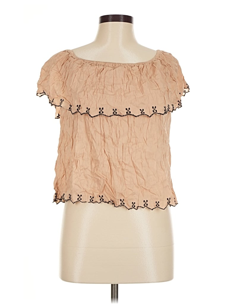 Pre-owned Assorted Brands Sleeveless Blouse In Tan