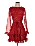 Mi ami 100% Polyester Stars Red Cocktail Dress Size S - photo 1