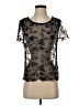 Hinge 100% Nylon Black Short Sleeve Blouse Size S - photo 1