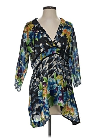Johnny Was 3/4 Sleeve Silk Top (view 1)