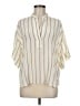 Vince. 100% Silk Stripes Ivory Short Sleeve Silk Top Size M - photo 1