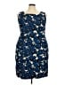 Talbots 100% Polyester Print Blue Cocktail Dress Size 18W - photo 1