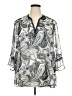Susan Graver 100% Polyester Paisley Silver 3/4 Sleeve Blouse Size 2X - photo 1