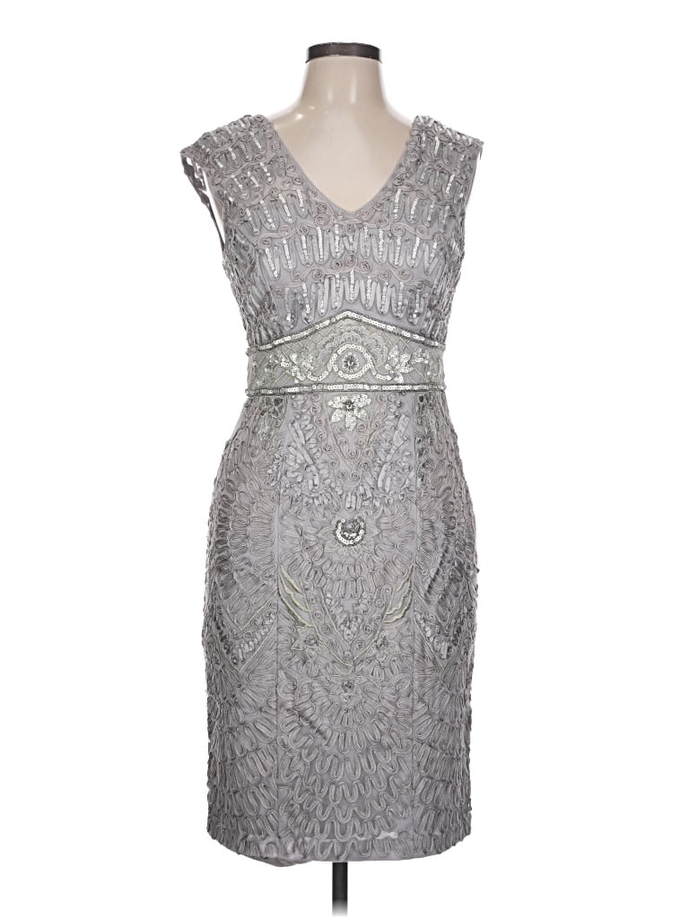 Pre-owned Sue Wong Cocktail Dress In Silver