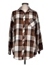Unbranded 100% Polyester Plaid Brown Long Sleeve Blouse Size L - photo 1