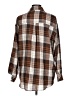 Unbranded 100% Polyester Plaid Brown Long Sleeve Blouse Size L - photo 2