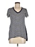Eri + Ali Stripes Ivory Short Sleeve Top Size M - photo 1