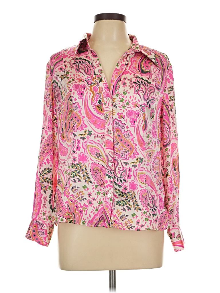 Pre-owned Zara Long Sleeve Blouse In Pink