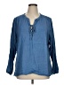 Curations 100% Lyocell Blue 3/4 Sleeve Blouse Size 1X - photo 1