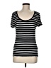 Max Studio Stripes Black Short Sleeve T-Shirt Size M - photo 1