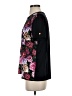 Escada 100% Cotton Floral Black Short Sleeve Top Size S - photo 5