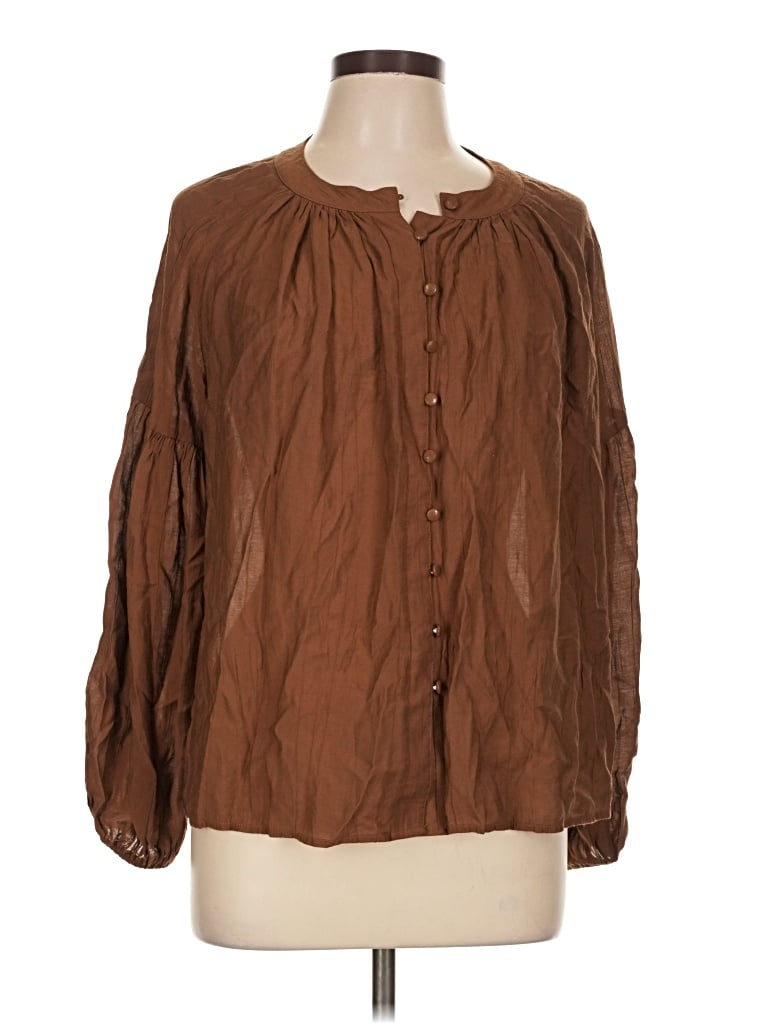 Pre-owned Dazy Long Sleeve Blouse In Brown