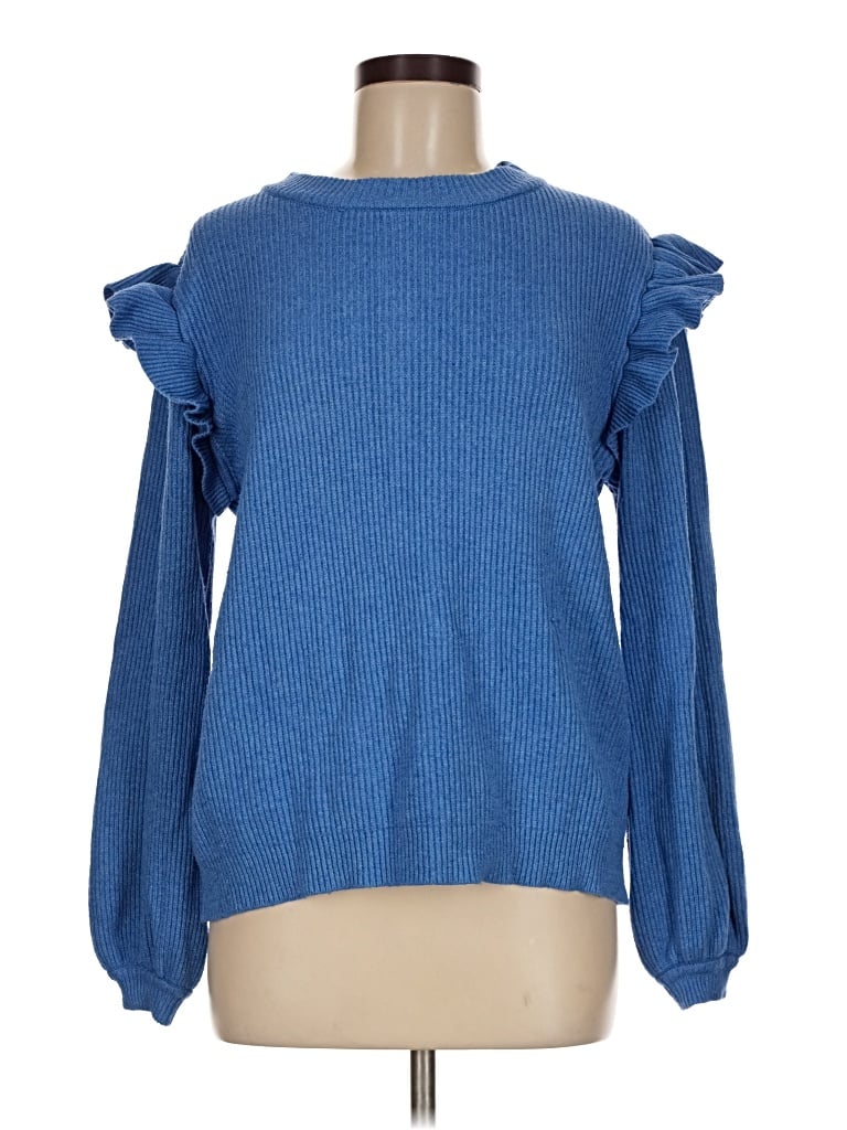 Pre-owned She + Sky Pullover Sweater In Blue