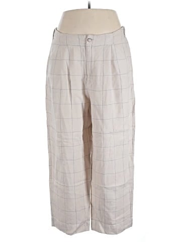 Madewell Linen Pleated Taper Wide-Leg Pants in Windowpane (view 1)